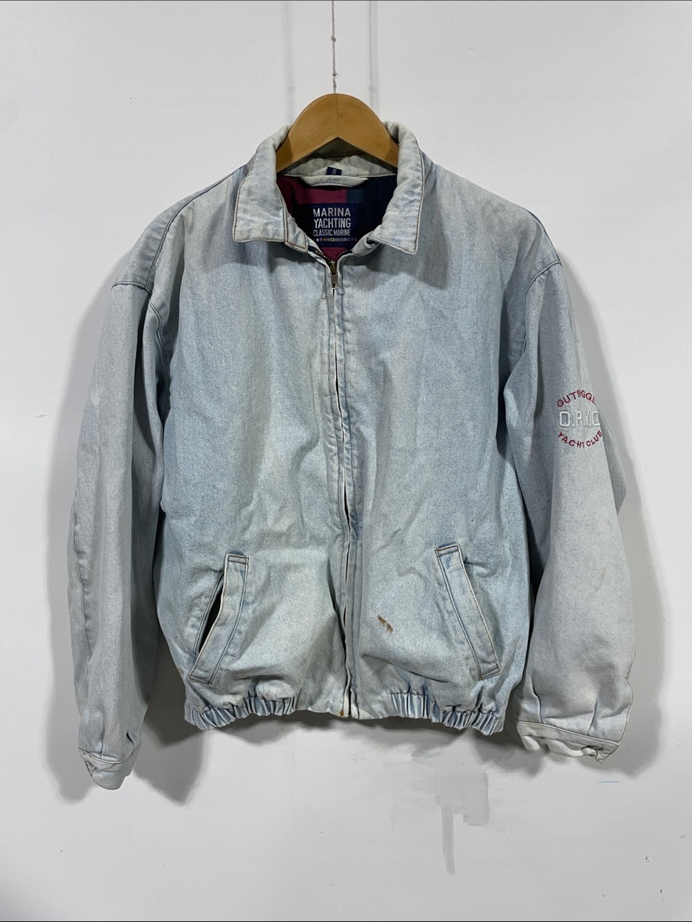Vintage 1980s Marina Yachting Two-Tone Navy and Burgundy Bomber Jacket